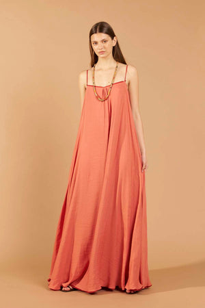 Vestido Dupla Face Maxi - Goiaba/Terracota
