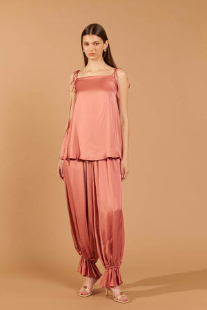Calça Aladdin Babados - Rosa Blush