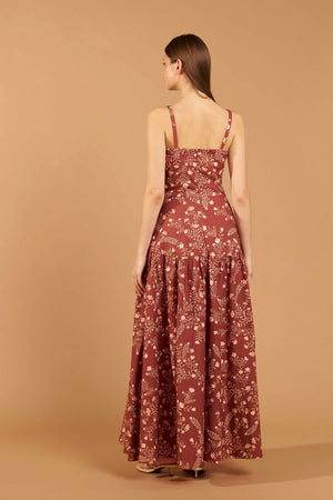 Vestido Maxi Ramos - Bordô