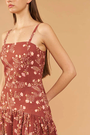 Vestido Maxi Ramos - Bordô
