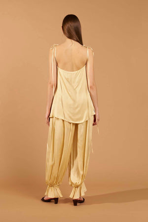 Calça Aladdin Babados - Amarelo Manteiga