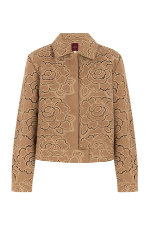 Jaqueta Jeans Bordada - Camel