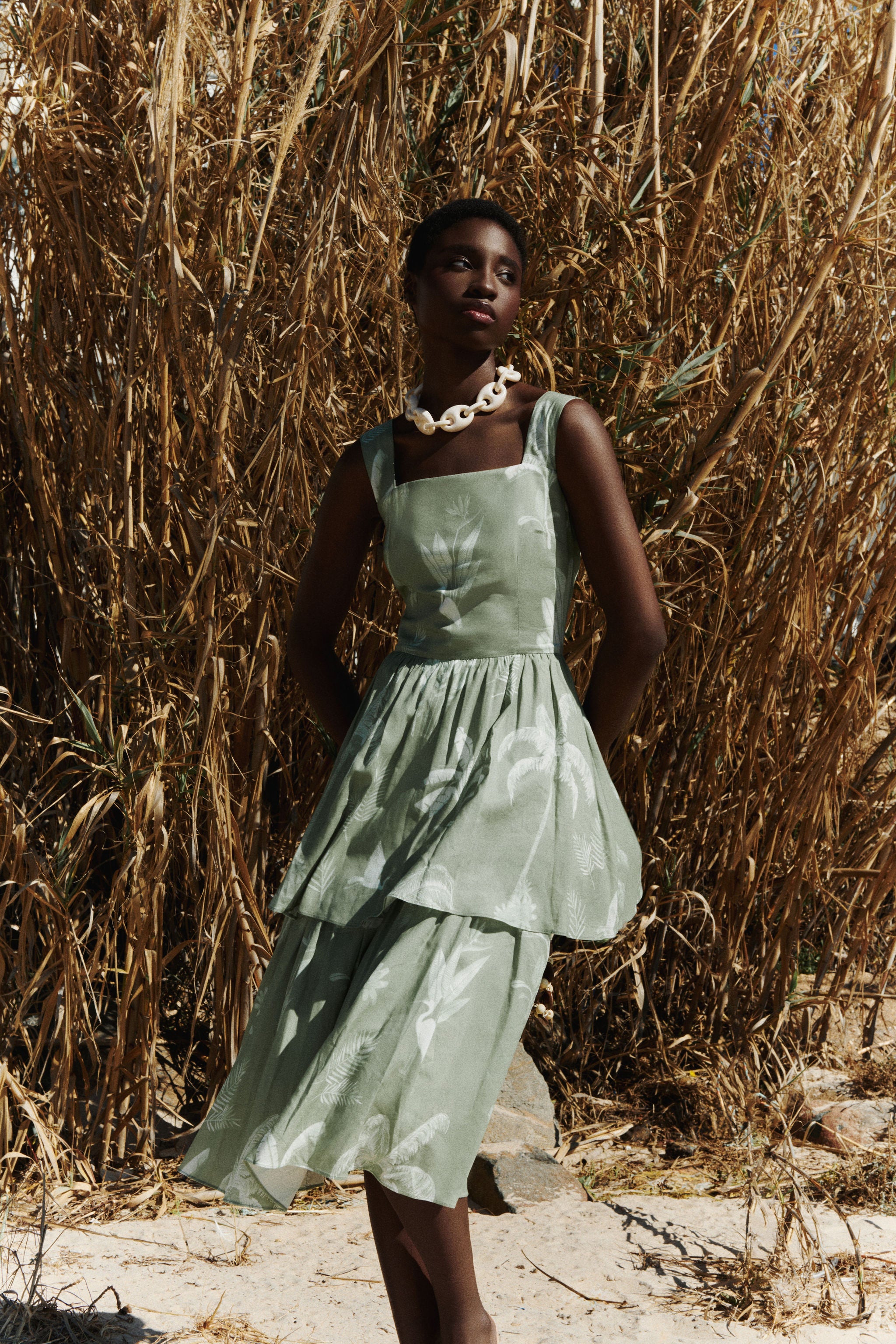 Vestido Luisa Palmeiras Tropicais - Verde