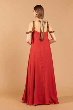 Vestido Dupla Face Maxi - Goiaba/Terracota