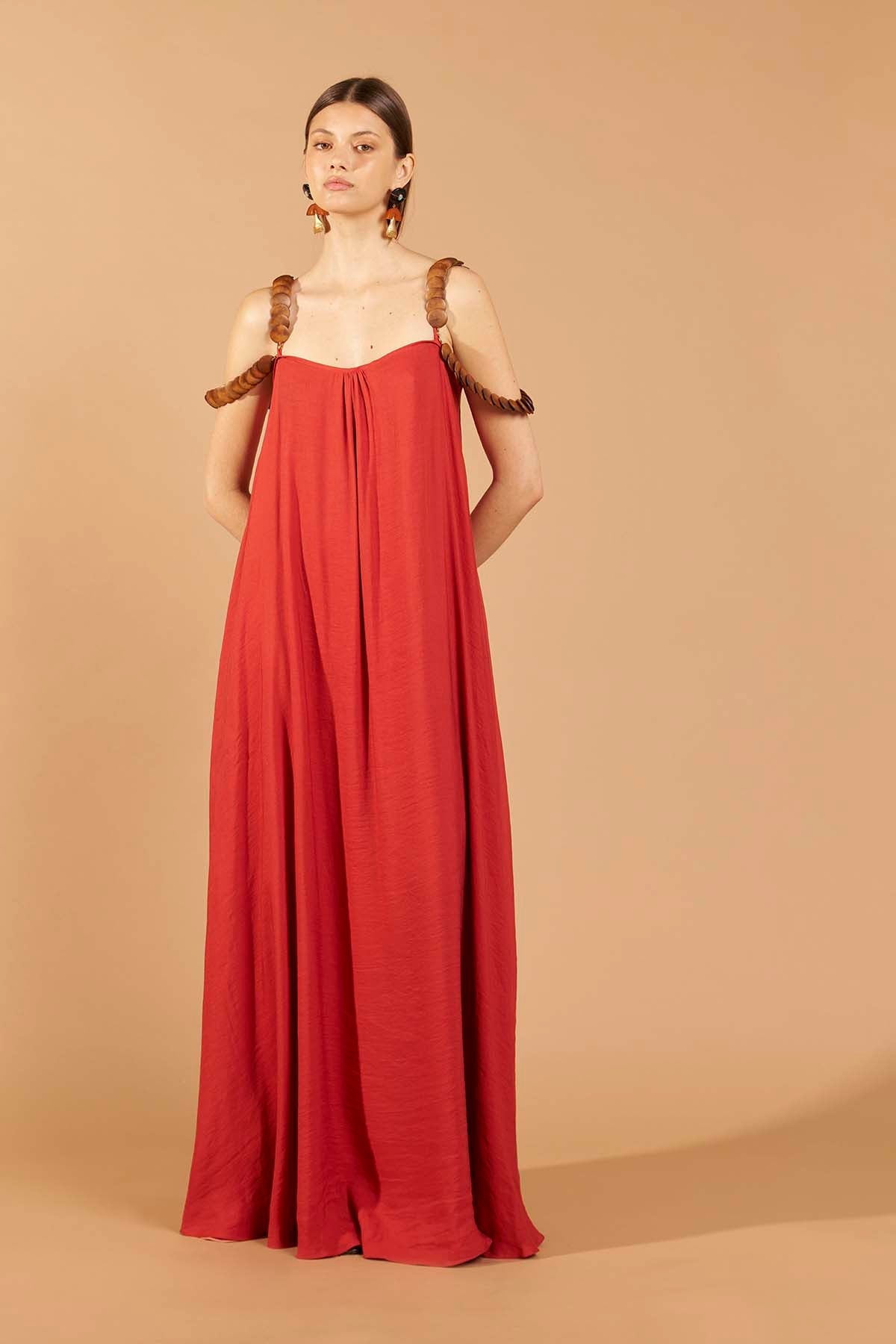 Vestido Dupla Face Maxi - Goiaba/Terracota