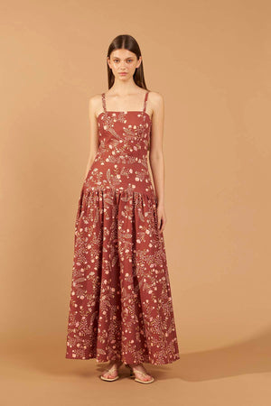 Vestido Maxi Ramos - Bordô