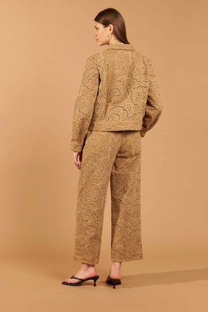 Calça Jeans Flores - Camel