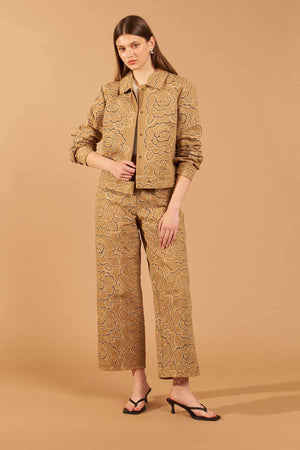Calça Jeans Flores - Camel
