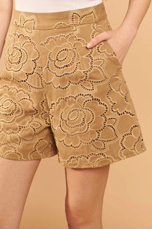 Short Jeans Flores - Camel