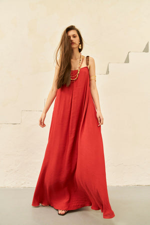 Vestido Dupla Face Maxi - Goiaba/Terracota