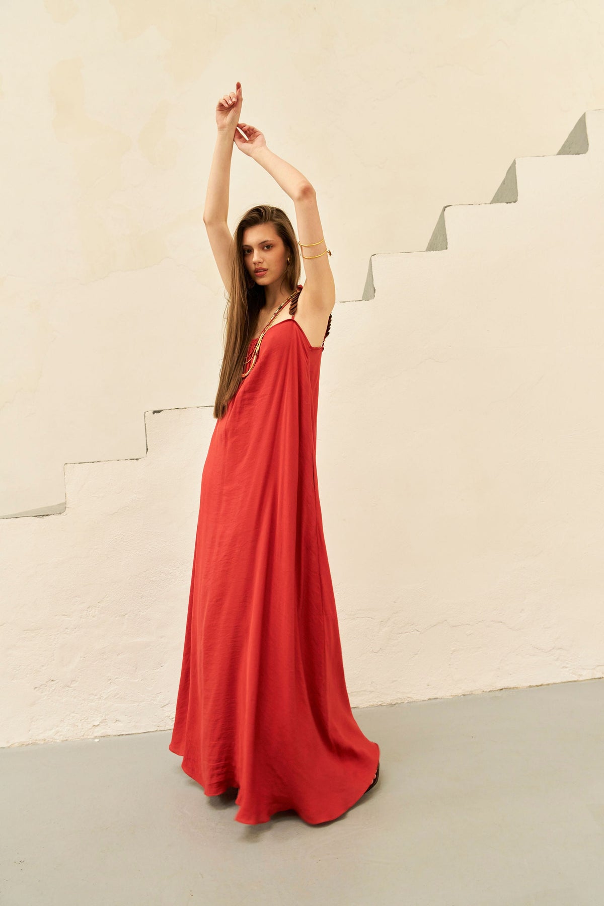Vestido Dupla Face Maxi - Goiaba/Terracota