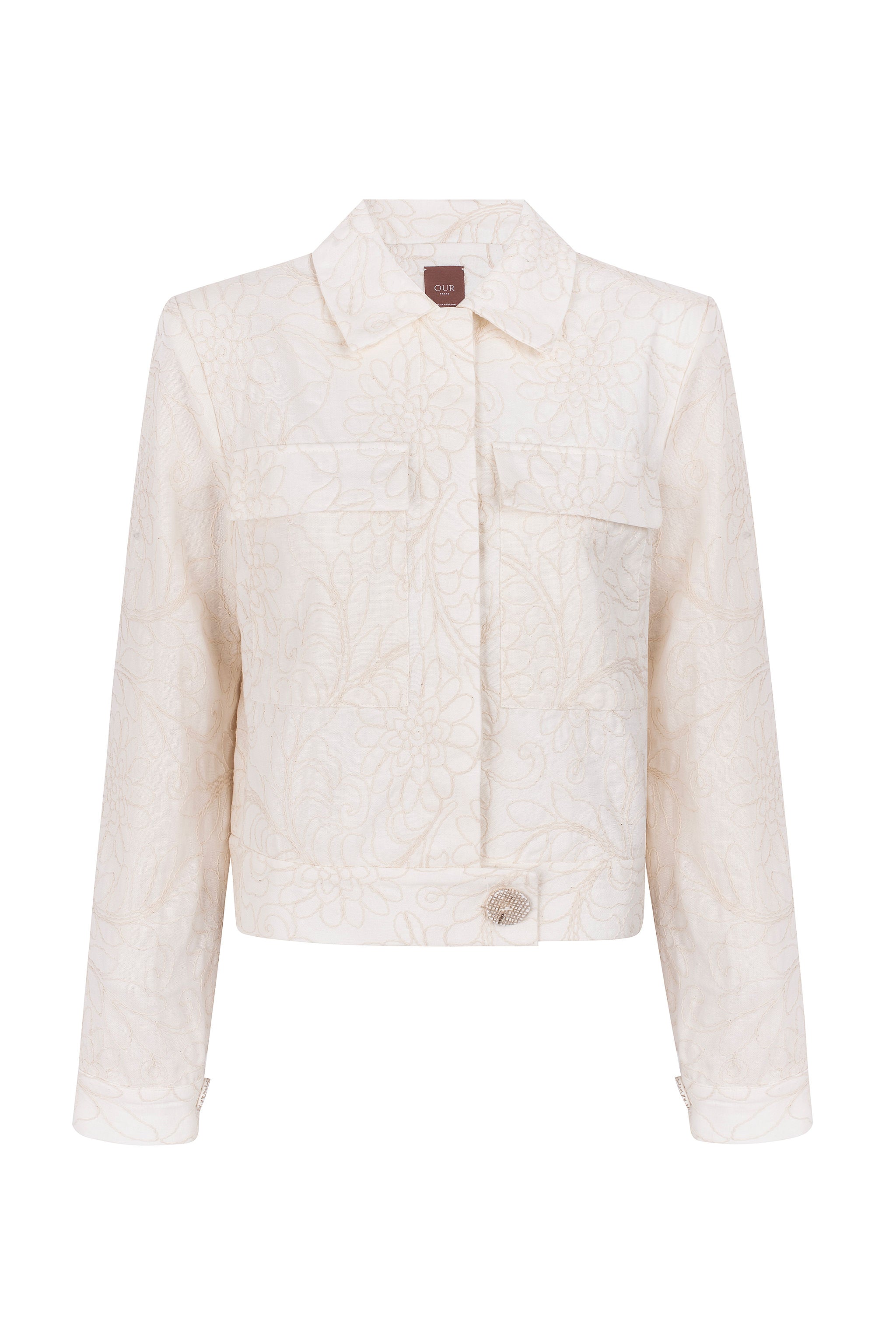 Jaqueta Tecido Bordado - Bege Baunilha