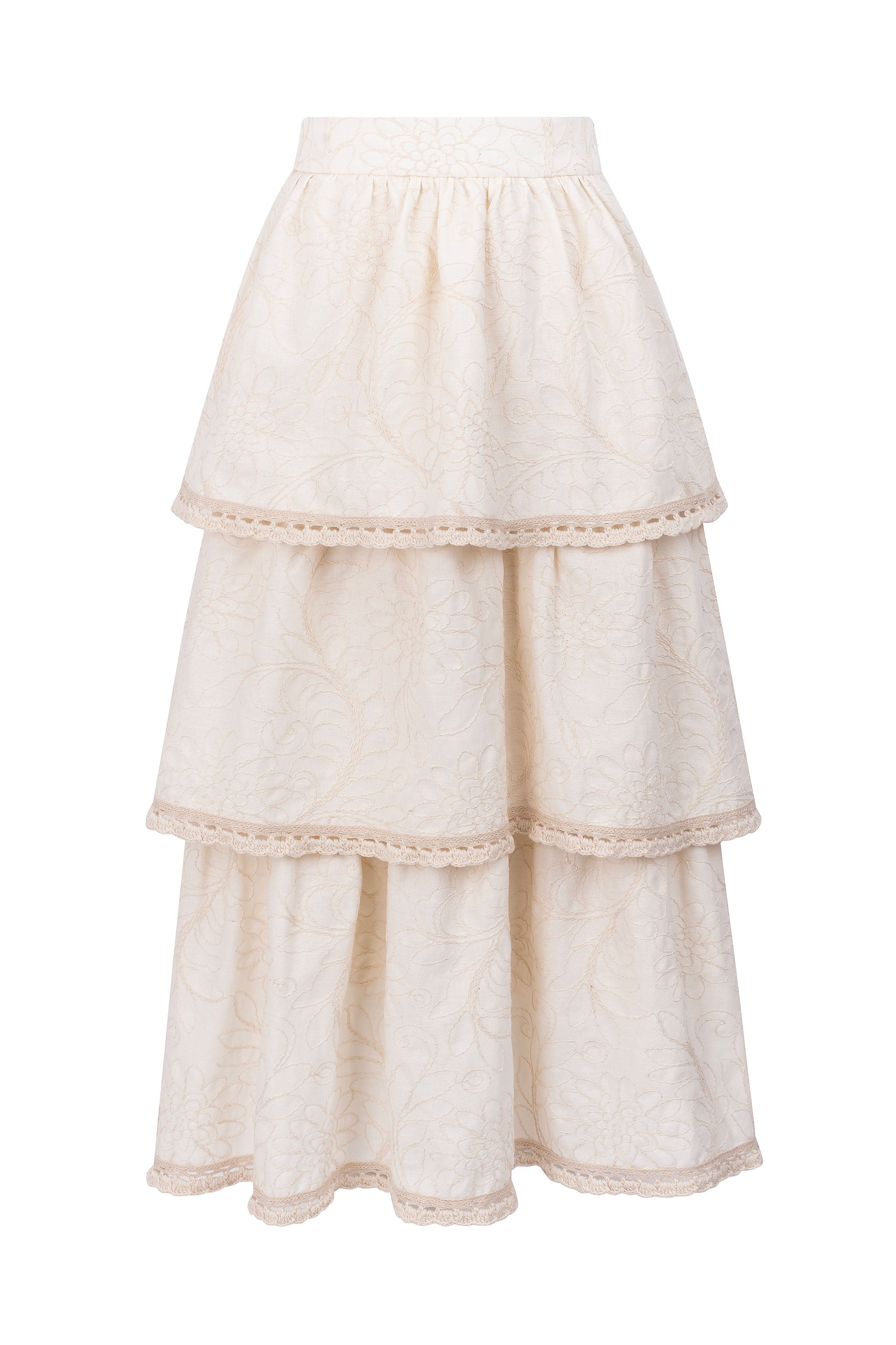 Saia Boho midi em camadas - Bege Baunilha