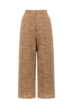 Calça Jeans Flores - Camel
