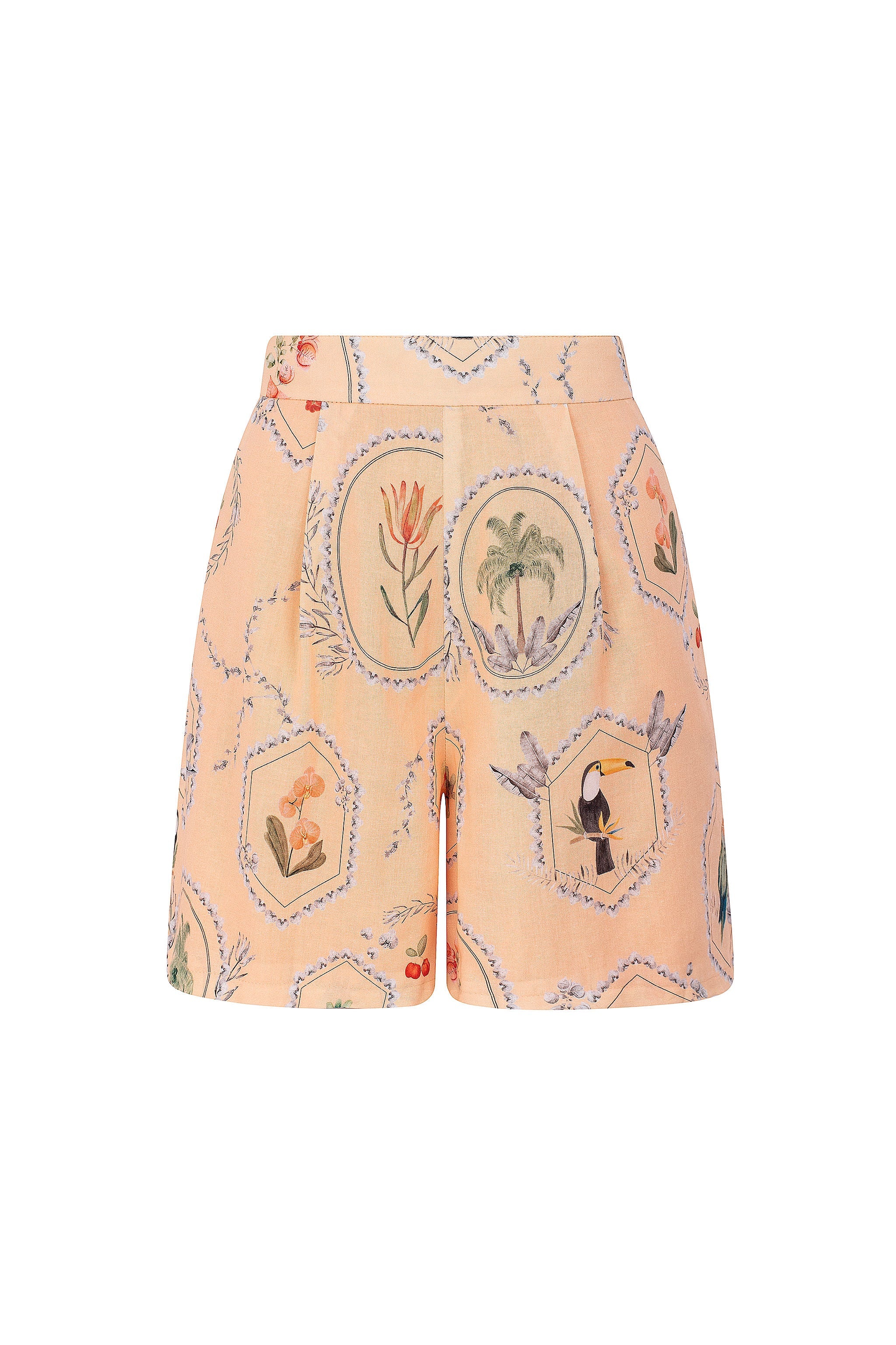 Short Cintura Alta estampa Molduras - Rosa Pêssego