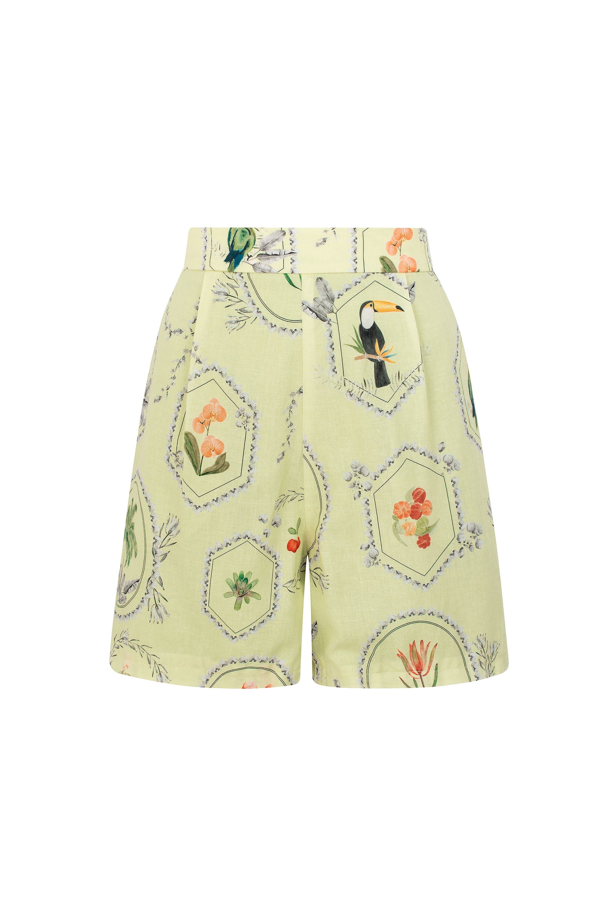 Short Cintura Alta estampa Molduras - Verde menta