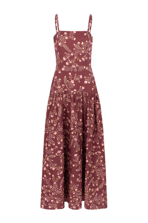 Vestido Maxi Ramos - Bordô
