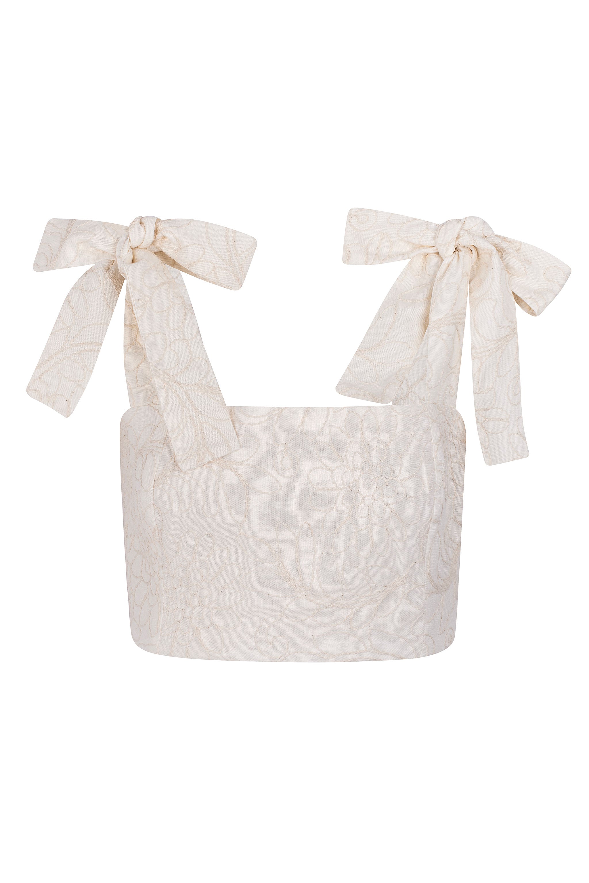 Top Cropped com Alça de Amarrar - Bege Baunilha