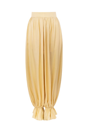 Calça Aladdin Babados - Amarelo Manteiga