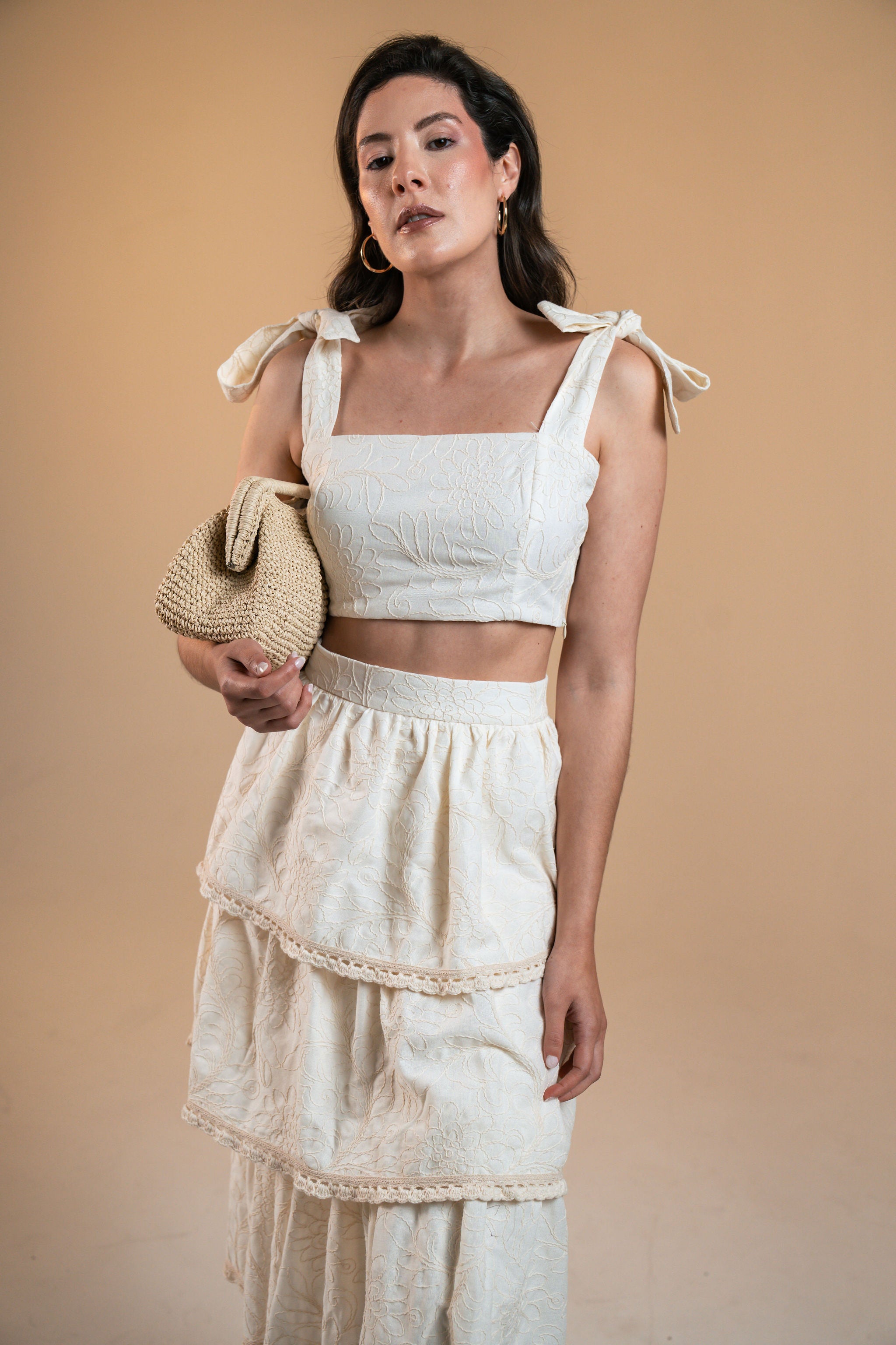 Top Cropped com Alça de Amarrar - Bege Baunilha