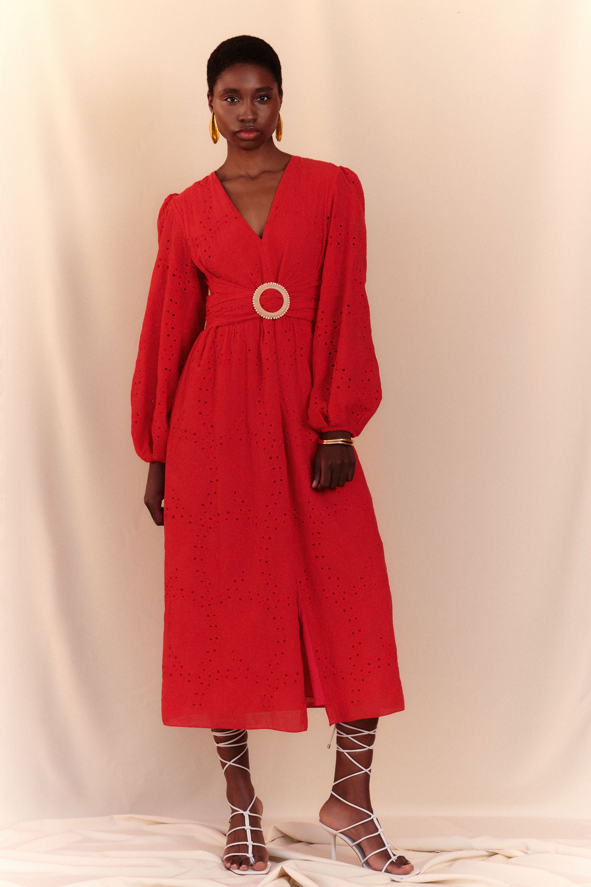 Vestido Marcela Algodão Laise - Vermelho