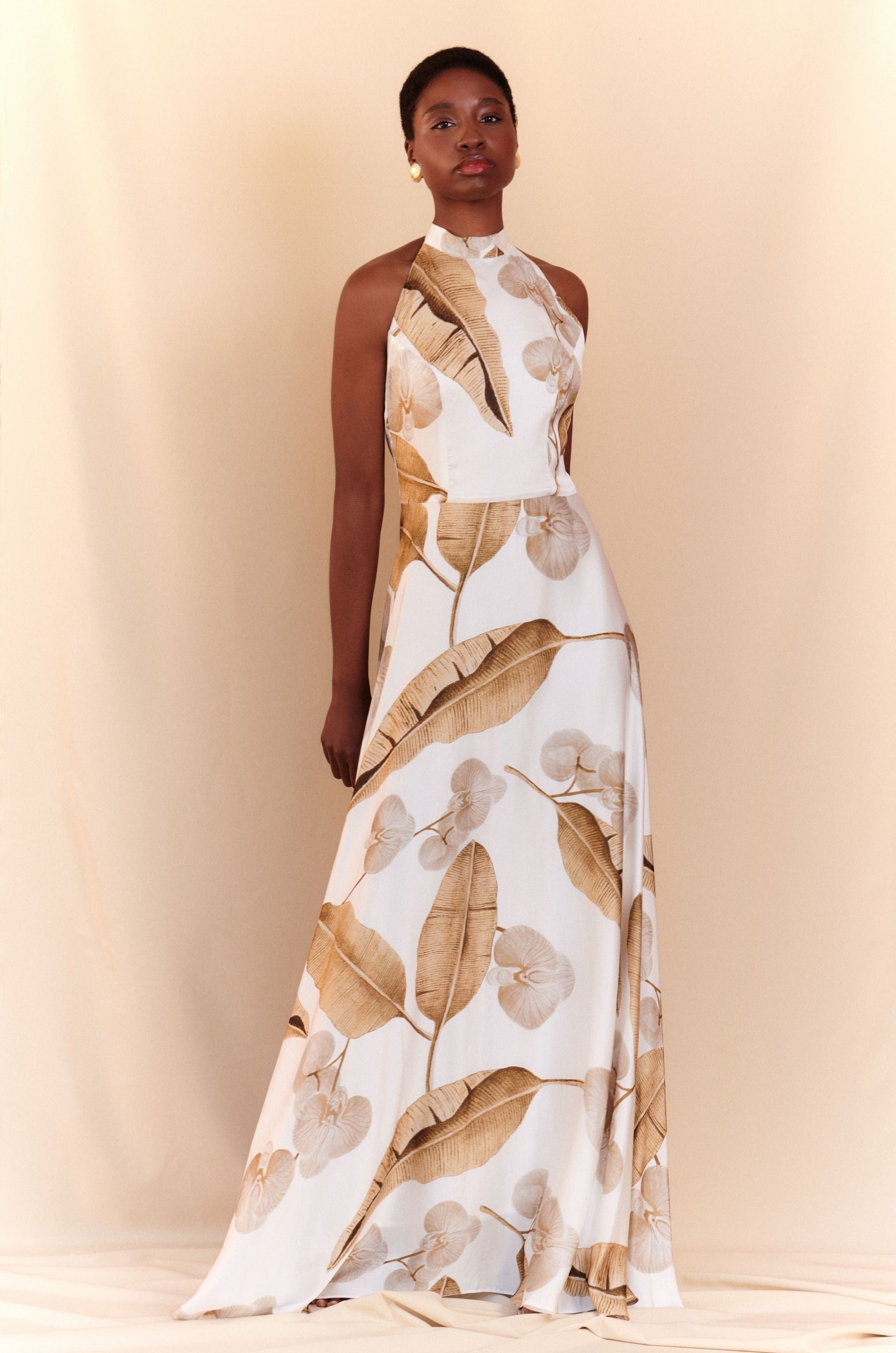 Vestido longo Bianca cetim - Branco